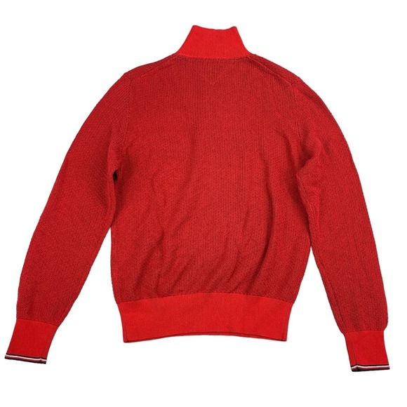 Tommy Hilfiger Mens Manhattan 1/4-Zip Logo Sweater Red S - Picture 4 of 4